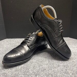 Bostonian Crown Shoes Size 9 D/B Windsor First Flex Black Leather Wingtip Brogue